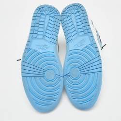 Pre Owned Air Jordans Blue/White Suede and Leather Jordan 1 Retro High OG University Blue Sneakers Size 46
