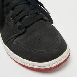 Pre Owned Jordan Silver/Black Leather and Nubuck 1 Retro High OG Sneakers Size 40