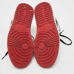 Pre Owned Jordan Silver/Black Leather and Nubuck 1 Retro High OG Sneakers Size 40