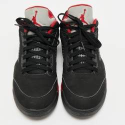 Air Jordans Black Nubuck Leather Jordan 5 Lace Up Sneakers Size 40