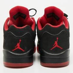 Air Jordans Black Nubuck Leather Jordan 5 Lace Up Sneakers Size 40