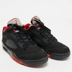 Air Jordans Black Nubuck Leather Jordan 5 Lace Up Sneakers Size 40