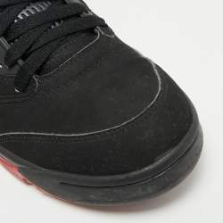 Air Jordans Black Nubuck Leather Jordan 5 Lace Up Sneakers Size 40