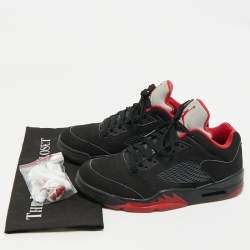 Air Jordans Black Nubuck Leather Jordan 5 Lace Up Sneakers Size 40
