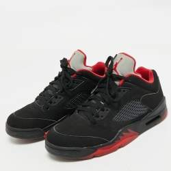 Air Jordans Black Nubuck Leather Jordan 5 Lace Up Sneakers Size 40
