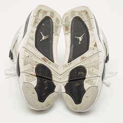 Air Jordans White/Black Leather and Suede Jordan 4 Retro Military Black Sneakers Size 44