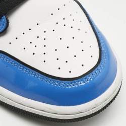 Air Jordans Blue/White Patent and Leather Jordan 1 Mid Signal Blue Sneakers Size 42