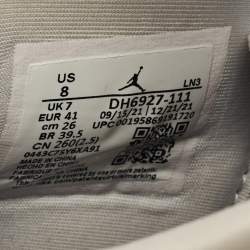 Pre Owned Air Jordans White/Black Leather Jordan 4 Retro Military Black Sneakers Size 41