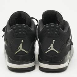 Pre Owned Air Jordans Black Canvas and Suede Jordan 4 Retro SE Black Sneakers Size 41