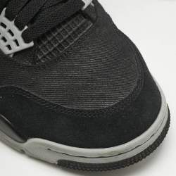 Pre Owned Air Jordans Black Canvas and Suede Jordan 4 Retro SE Black Sneakers Size 41