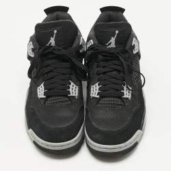 Pre Owned Air Jordans Black Canvas and Suede Jordan 4 Retro SE Black Sneakers Size 41