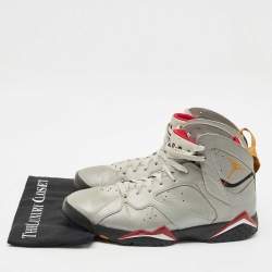 Pre Owned Air Jordans Silver Faux Leather Jordan 7 Retro Reflections of a Champion Sneakers Size 47.5