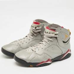 Pre Owned Air Jordans Silver Faux Leather Jordan 7 Retro Reflections of a Champion Sneakers Size 47.5