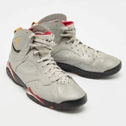 Pre Owned Air Jordans Silver Faux Leather Jordan 7 Retro Reflections of a Champion Sneakers Size 47.5