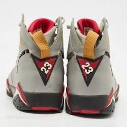 Pre Owned Air Jordans Silver Faux Leather Jordan 7 Retro Reflections of a Champion Sneakers Size 47.5