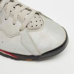 Pre Owned Air Jordans Silver Faux Leather Jordan 7 Retro Reflections of a Champion Sneakers Size 47.5