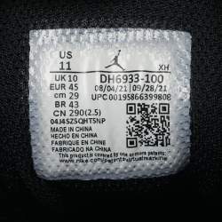 Pre Owned Air Jordans White/Black Leather and Durabuck Leather Jordan 1 Mid Diamond Shorts Sneakers Size 45