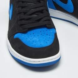 Pre Owned Air Jordans Blue/Black Suede Jordan 1 Retro High OG Royal Reimagined Sneakers Size 45.5