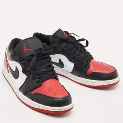 Pre Owned Air Jordans Multicolor Leather Jordan 1 Low Bred Toe Sneakers Size 42