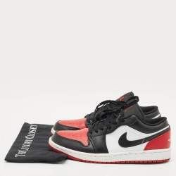 Pre Owned Air Jordans Multicolor Leather Jordan 1 Low Bred Toe Sneakers Size 42