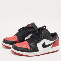 Pre Owned Air Jordans Multicolor Leather Jordan 1 Low Bred Toe Sneakers Size 42