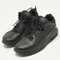 Pre Owned Air Jordans Black Leather Jordan Max Aura 5 Black Anthracite Sneakers Size 46