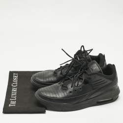 Pre Owned Air Jordans Black Leather Jordan Max Aura 5 Black Anthracite Sneakers Size 46