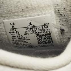 Pre Owned Air Jordans White Leather Jordan 4 Retro Midnight Navy Sneakers Size 41