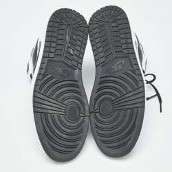 Pre Owned Air Jordans Black Leather Jordan 1 Retro High OG Black White Sneakers Size 41