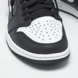 Pre Owned Air Jordans Black Leather Jordan 1 Retro High OG Black White Sneakers Size 41