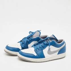 Pre Owned Air Jordans Multicolor Leather Jordan 1 Low True Blue Sneakers Size 41