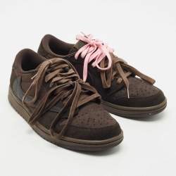 Pre Owned Air Jordans Brown Suede Jordan 1 Retro Low OG SP Travis Scott Velvet Brown Sneakers Size 41