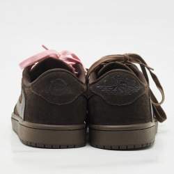 Pre Owned Air Jordans Brown Suede Jordan 1 Retro Low OG SP Travis Scott Velvet Brown Sneakers Size 41