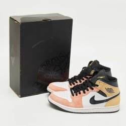 Pre Owned Air Jordans Multicolor Suede and Leather Jordan 1 Mid SE Flight Club Sneakers Size 42