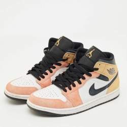 Pre Owned Air Jordans Multicolor Suede and Leather Jordan 1 Mid SE Flight Club Sneakers Size 42