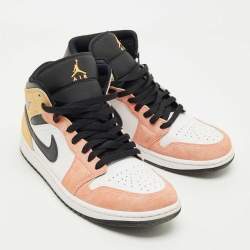 Pre Owned Air Jordans Multicolor Suede and Leather Jordan 1 Mid SE Flight Club Sneakers Size 42