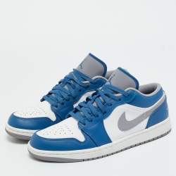 Pre Owned Air Jordans Multicolor Leather Jordan 1 Low True Blue Sneakers Size 43