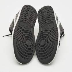 Pre Owned Air Jordans Black Leather Jordan 1 Low Black White Sneakers Size 43