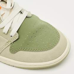 Pre Owned Air Jordans Green Suede Jordan 1 Low SE Craft Light Olive Sneakers Size 43