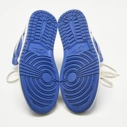 Pre Owned Air Jordans Blue/White Leather Jordan 1 Retro High Hyper Royal Sneakers Size 45