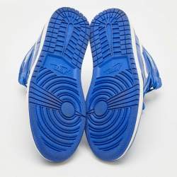 Pre Owned Air Jordans Blue Leather Air Jordans 1 Retro High Top Sneakers Size 44