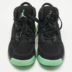 Pre Owned Air Jordans Black Nubuck Leather Air Jordans Mars 270 Green Glow High Top Sneakers Size 45