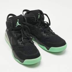 Pre Owned Air Jordans Black Nubuck Leather Air Jordans Mars 270 Green Glow High Top Sneakers Size 45
