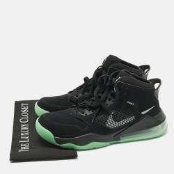 Pre Owned Air Jordans Black Nubuck Leather Air Jordans Mars 270 Green Glow High Top Sneakers Size 45