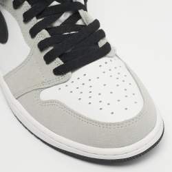 Pre Owned Air Jordans Multicolor Leather and Suede Jordan 1 Retro High Light Smoke Grey Sneakers Size 43