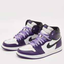 Pre Owned Air Jordans Multicolor Leather Jordan 1 Retro High Court Purple White Sneakers Size 43