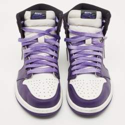 Pre Owned Air Jordans Multicolor Leather Jordan 1 Retro High Court Purple White Sneakers Size 43