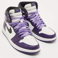 Pre Owned Air Jordans Multicolor Leather Jordan 1 Retro High Court Purple White Sneakers Size 43