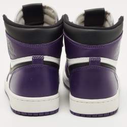 Pre Owned Air Jordans Multicolor Leather Jordan 1 Retro High Court Purple White Sneakers Size 43