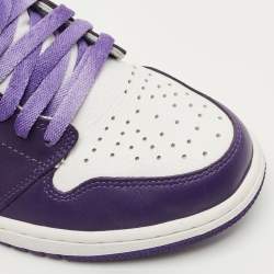 Pre Owned Air Jordans Multicolor Leather Jordan 1 Retro High Court Purple White Sneakers Size 43